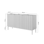 Komoda Nicole 150 cm z ryflowanym frontem - kaszmir / czarne nóżki